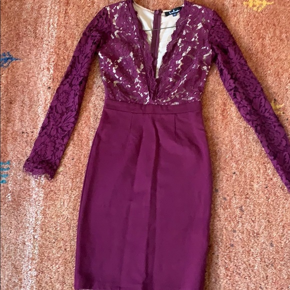 Lulus wine red lace plunge dress - Picture 3 of 3